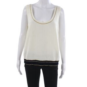 St. John Evening By Marie Gray Women Tank White Round Neck Size M